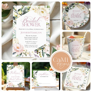 Boho Greenery Floral Frame Bridal Shower Invitation