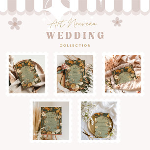 Romantic Art Nouveau Botanical Frame Wedding Save The Date