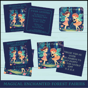 Fairies Playing In The Enchanted Forest Thank You Square Sticker