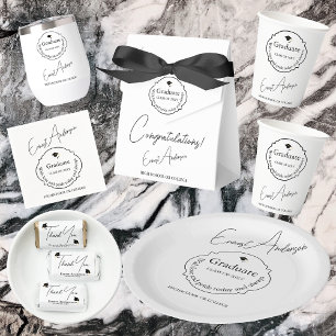 Elegant Black White Graduation Return Address Seal