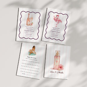 Tropical Flamingo Pool Party Bachelorette Party Invitation