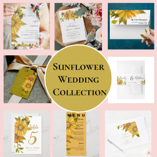 Beautiful Pretty Yellow Sunflower Floral Wedding RSVP Card