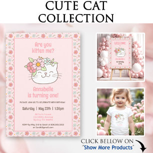 Cute Cat Kitten Name Girl Spring Floral Baby T-Shirt