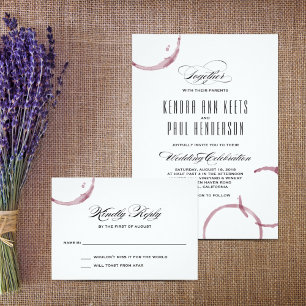 Wine Stains Winery Vineyard Wedding Reception Card