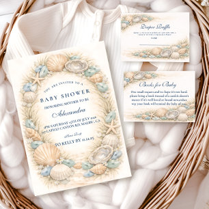 Coastal Seashell Wreath Baby Shower Napkins