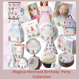 Glitter Magical Mermaid 6Th Birthday  Photo  Invitation