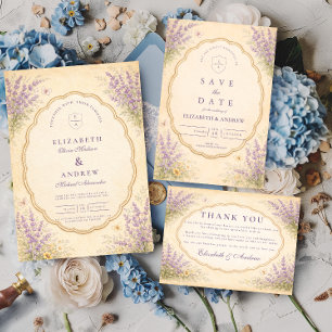 Vintage Lavender Garden Wedding Thank You Card