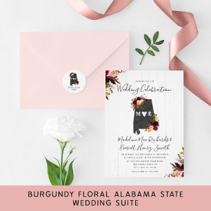 Alabama State Rustic Magnetic Wedding Invitation