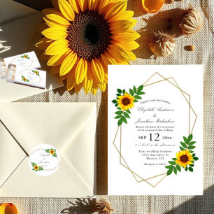 Sunflower Geometric Wedding Reception Card