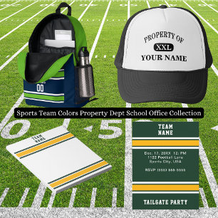 Sports Team Your Name Number Green Gold White Water Bottle