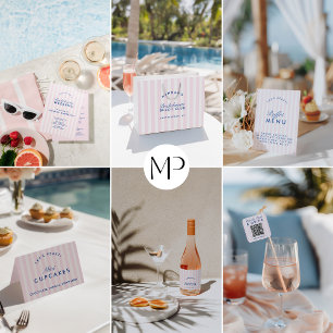 Retro Modern Vintage Navy & Pink Bachelorette Banner