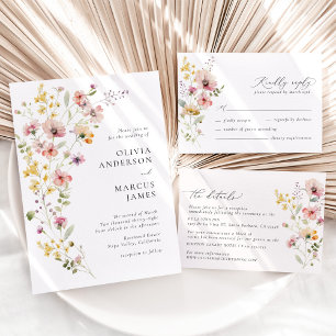 Boho Meadow Wildflower Save the Date Card