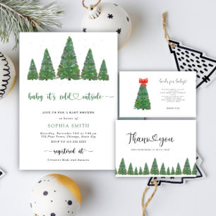 Pine trees Baby it's cold outside baby shower Invitation