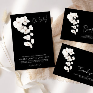 Oh Baby Black and White Orchids Baby Shower Invitation