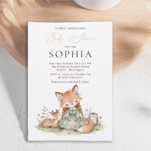 Woodland Fox Girl Baby Shower Diaper Raffle Card