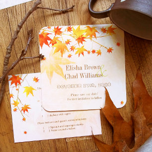 Enchanted Fall Leaves Rural Wedding Invitation