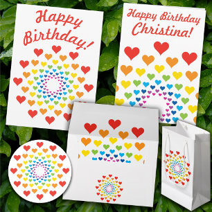 Rainbow Hearts  Satin Ribbon