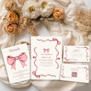 Elegant Pink Hand Drawn Bow Wedding Seating Chart Foam Board