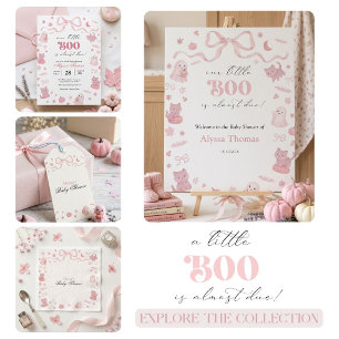 Pink Our Little Boo is Almost Due Baby Shower  Invitation