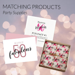 50 and fabulous 50th birthday Fun Fact Pink Napkins