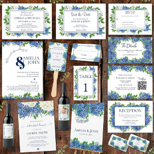 Elegant Blue Hydrangeas Wedding Rehearsal Dinner Invitation