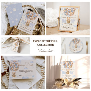 Bear Balloons Bearly Wait Baby Boy Shower  Button