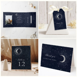 Celestial Silver Wedding All In One Invitation
