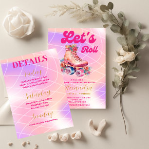 Disco Pink Retro Roller Skating  Bachelorette Part Napkins
