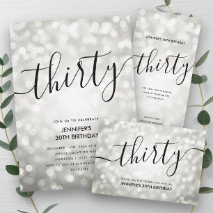 Silver Glitter Lights 30th Birthday Programs 
