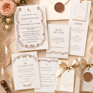 Rosalie Heirloom Elegant Letterpress Wedding Invitation