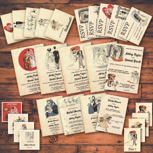 Vintage retro old funny 50s comic-themed Wedding Invitation