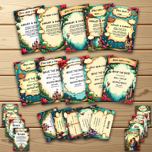 Woodland Enchanted Forest Castle Fairytale Wedding Invitation