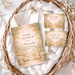 Woodland Garden Animals Baby Shower Invitation