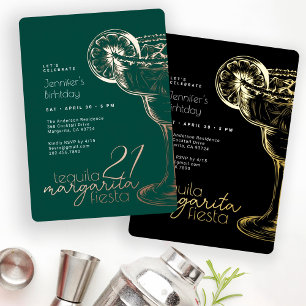 Modern Green Margarita Fiesta 50th Birthday Party Foil Invitation