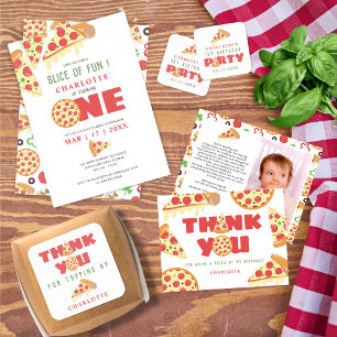Pizza Party Modern Kids Birthday Favor Thank You Square Sticker