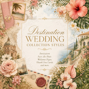 Tropical Passport Wedding in Blush Gold Thank You Card