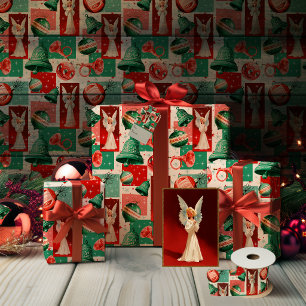 Mid-Century Merry: Vintage Angels & Ornaments Wrapping Paper