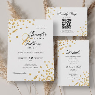 Elegant Script Romantic Wedding Confetti Gold  Menu