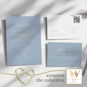 Dusty Blue Elopement Wedding Invitation