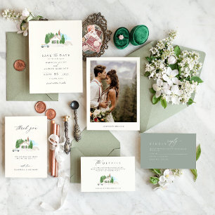 Italian Watercolor House Wedding Details  Enclosure Card