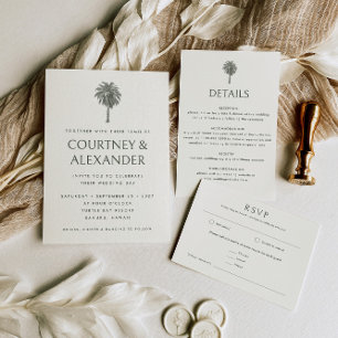 Elegant Tropical Vintage Palm Wedding Details Enclosure Card