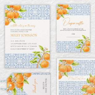 Little Cutie Mediterranean Tiles Baby Shower Paper Plates