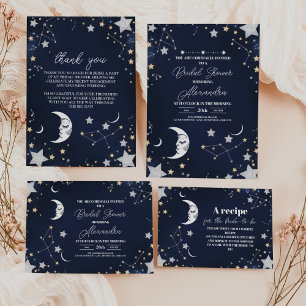 Elegant Celestial Crescent Moon Bridal Shower Paper Plates