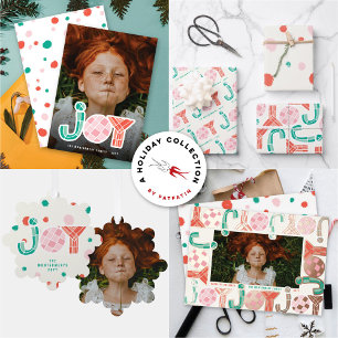 Bold Chunky Geometric Joy Colorful Dots Modern Ornament Card