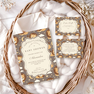 Whimsical Neutral Safari Lion Baby Shower Napkins