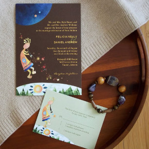 Southwestern Kokopelli Brown Tribal Wedding Invitation