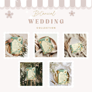 Art Nouveau White Poppy Wedding Thank You Card
