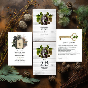 Rustic Witch Woodland Halloween Wedding Invitation