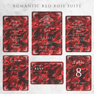 Romantic Red Rose   Floral Elegant Customizable  Save The Date