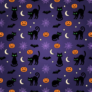 Cute Black Cats Pumpkins Purple Halloween Gift Bag